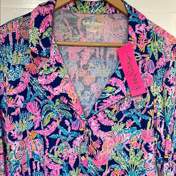 NWT Lilly Pulitzer Oyster Bay (blue) pajama top, large - Picture 2 of 6
